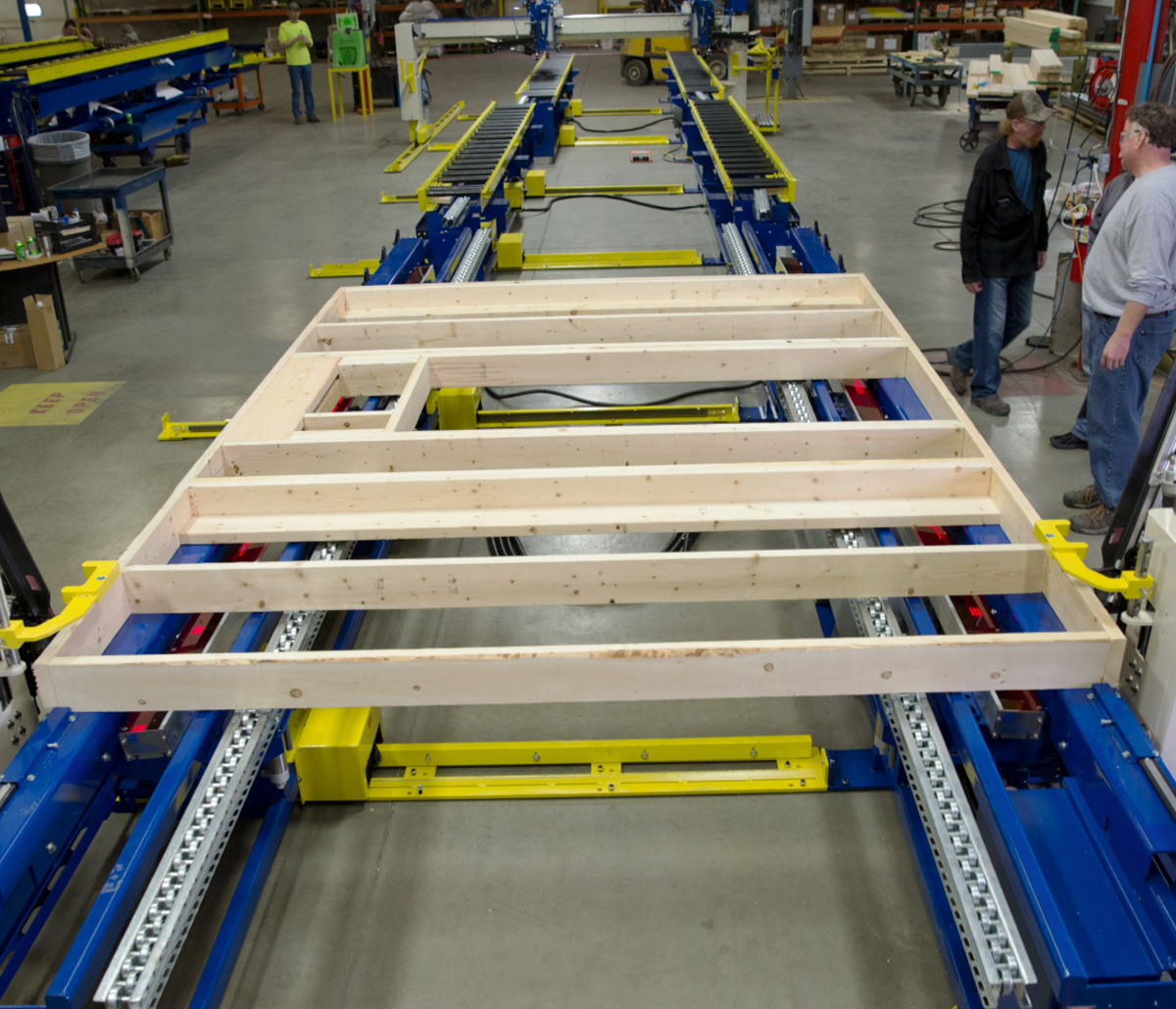 MiTek Panels Plus Wall Equipment Automated Solutions - Pales Plus Wall being assembled in warehouse