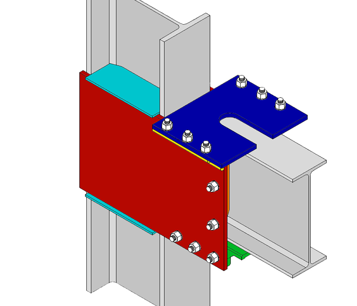 MiTek SidePlate Plus Connection Design Engineered Systems Products - 3D render of SidePlate Plus Connection Design