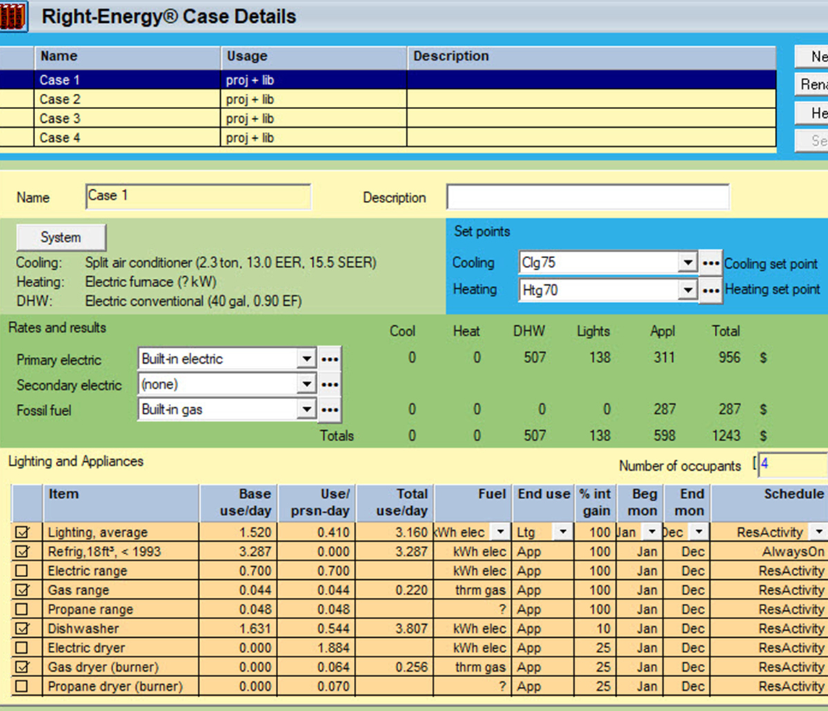 MiTek Wrightsoft Energy Use Analysis Software - Screenshot of Wrightsoft energy use software